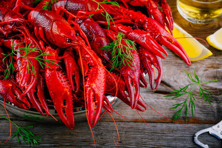 Boiled crayfish with dill