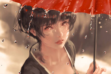 Dievča v daždi